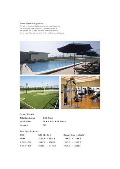 Sobha Royal Crest: Brochure, page 2 (filed with Karnataka RERA)