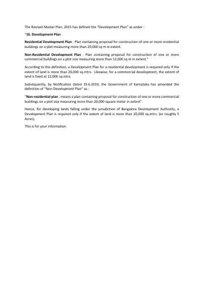 Brigade Nanda Heights: Note on Development Plan or Single Layout Plan (filed with Karnataka RERA)