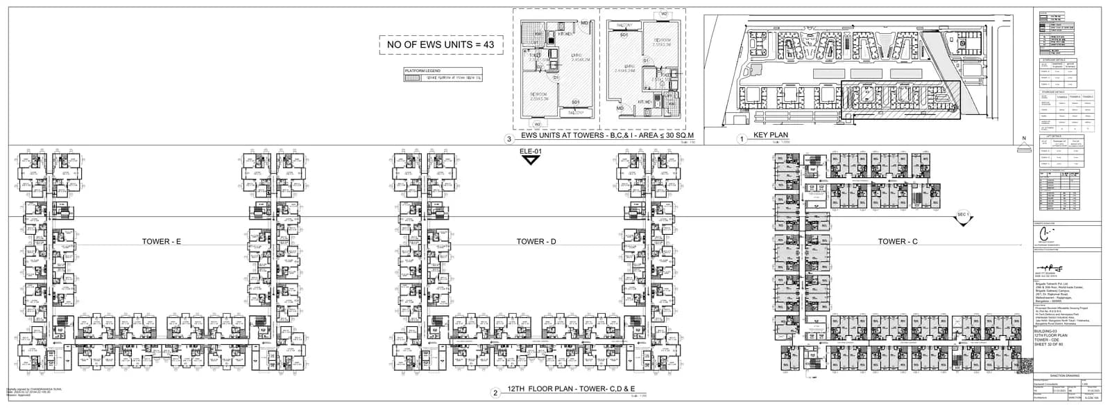 Emerald & Luminaire Block at Brigade El Dorado: Tower E - 12th Floor Plan (filed with Karnataka RERA)