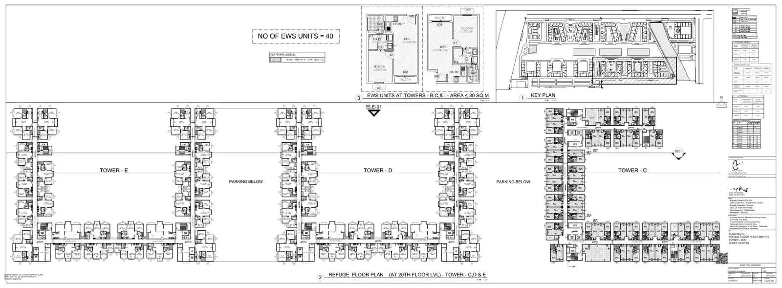 Emerald & Luminaire Block at Brigade El Dorado: Tower E - 20th Floor Plan (filed with Karnataka RERA)