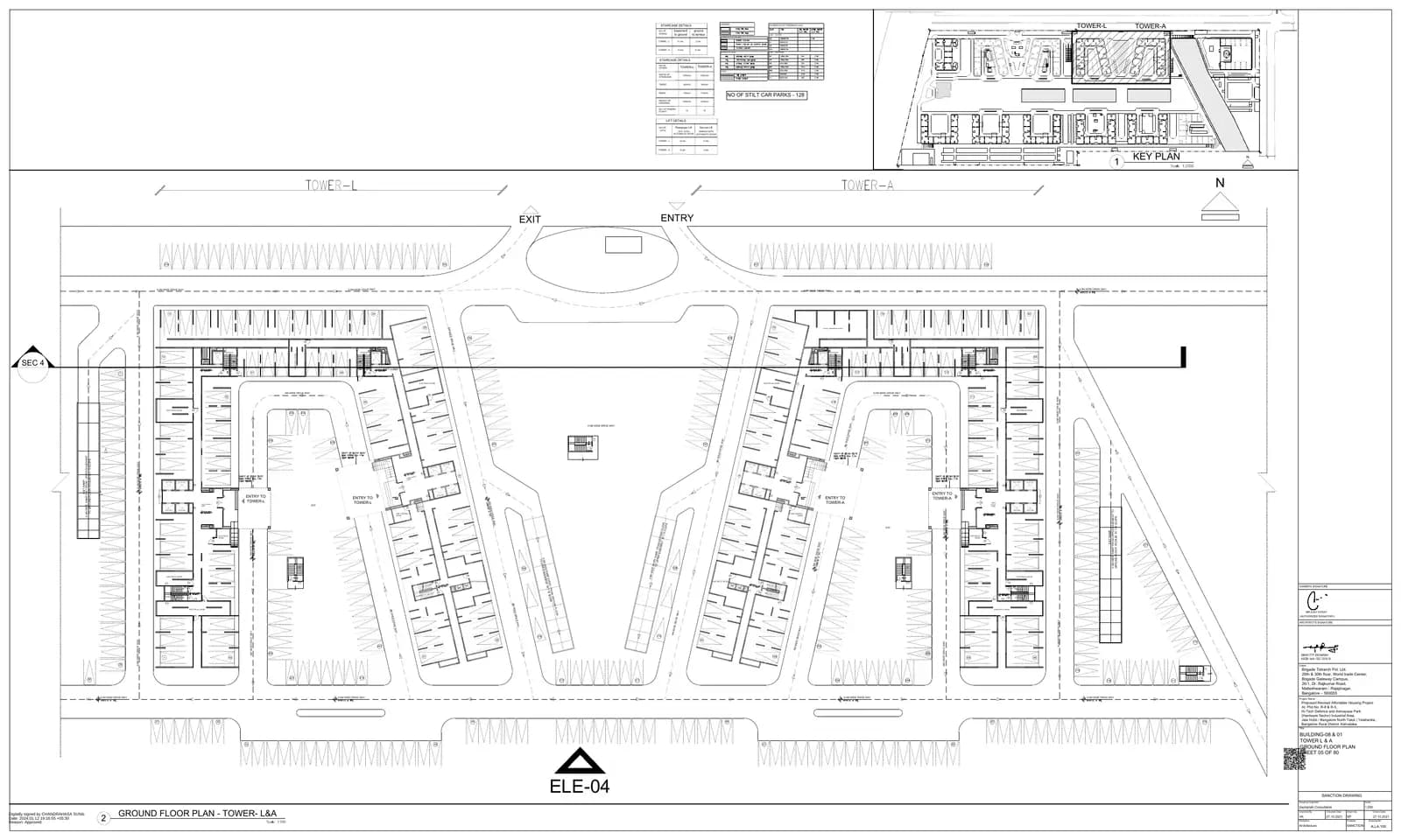 Emerald & Luminaire Block at Brigade El Dorado: Tower L - Ground Floor Plan (filed with Karnataka RERA)