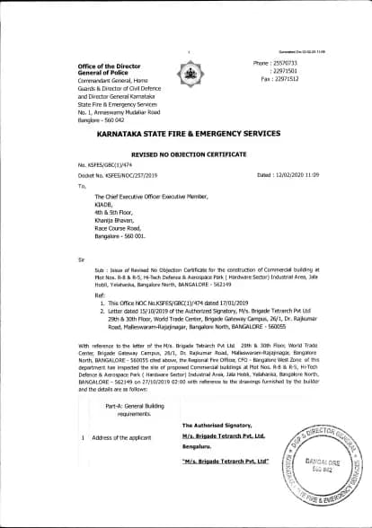 Emerald & Luminaire Block at Brigade El Dorado: Existing Layout Plan (filed with Karnataka RERA)