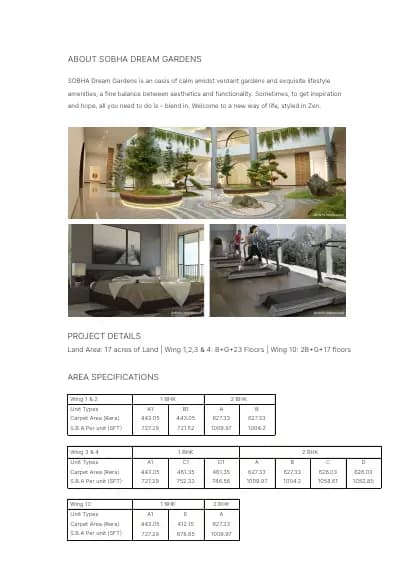 Sobha Dream Gardens: Brochure, page 2 (filed with Karnataka RERA)