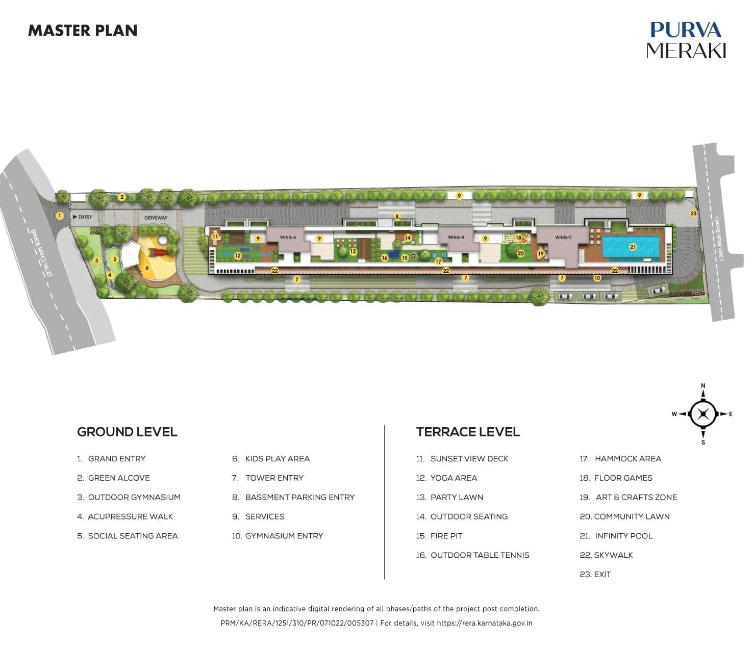 Master plan and unit layouts of Purva Meraki