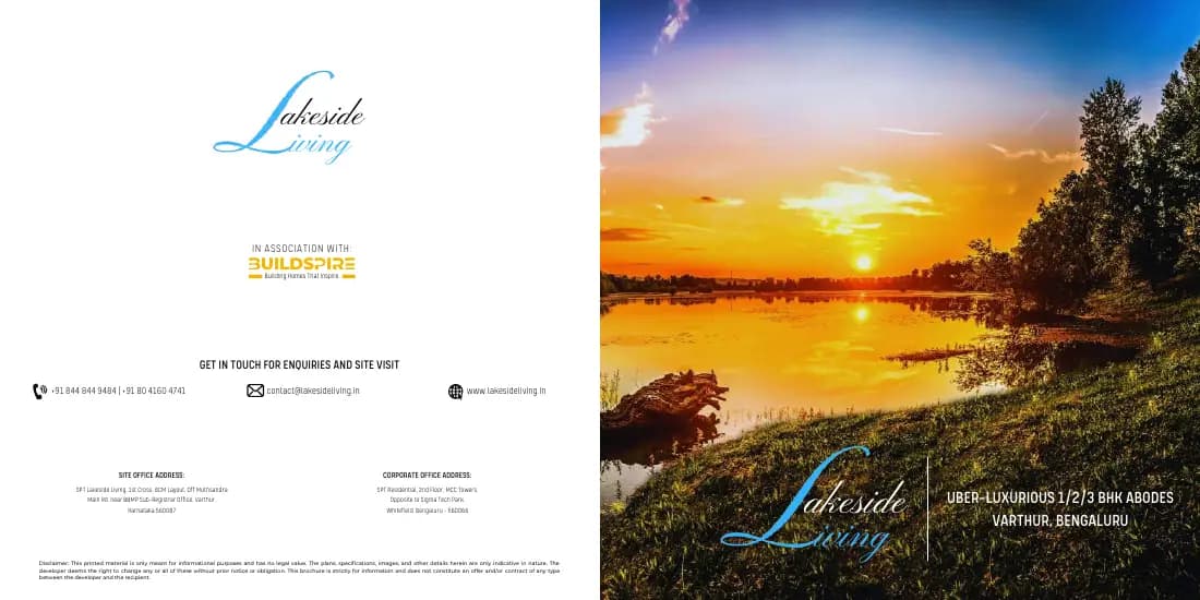 Lakeside Living: Brochure, page 1 (filed with Karnataka RERA)