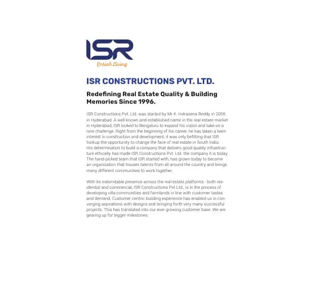 Isr Udayam: Brochure, page 2 (filed with Karnataka RERA)