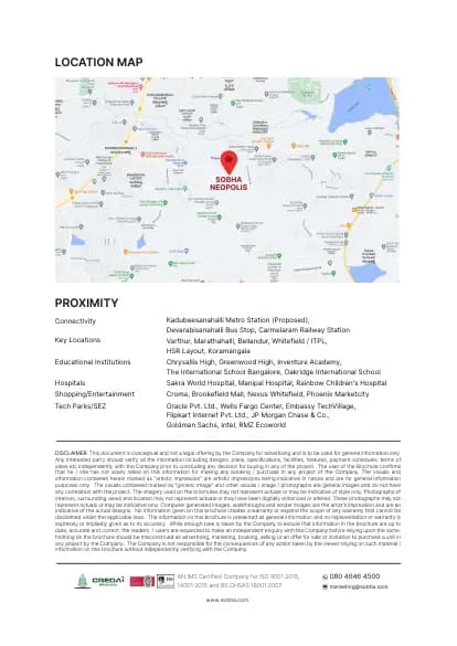 SOBHA Neopolis: Brochure, page 4 (filed with Karnataka RERA)