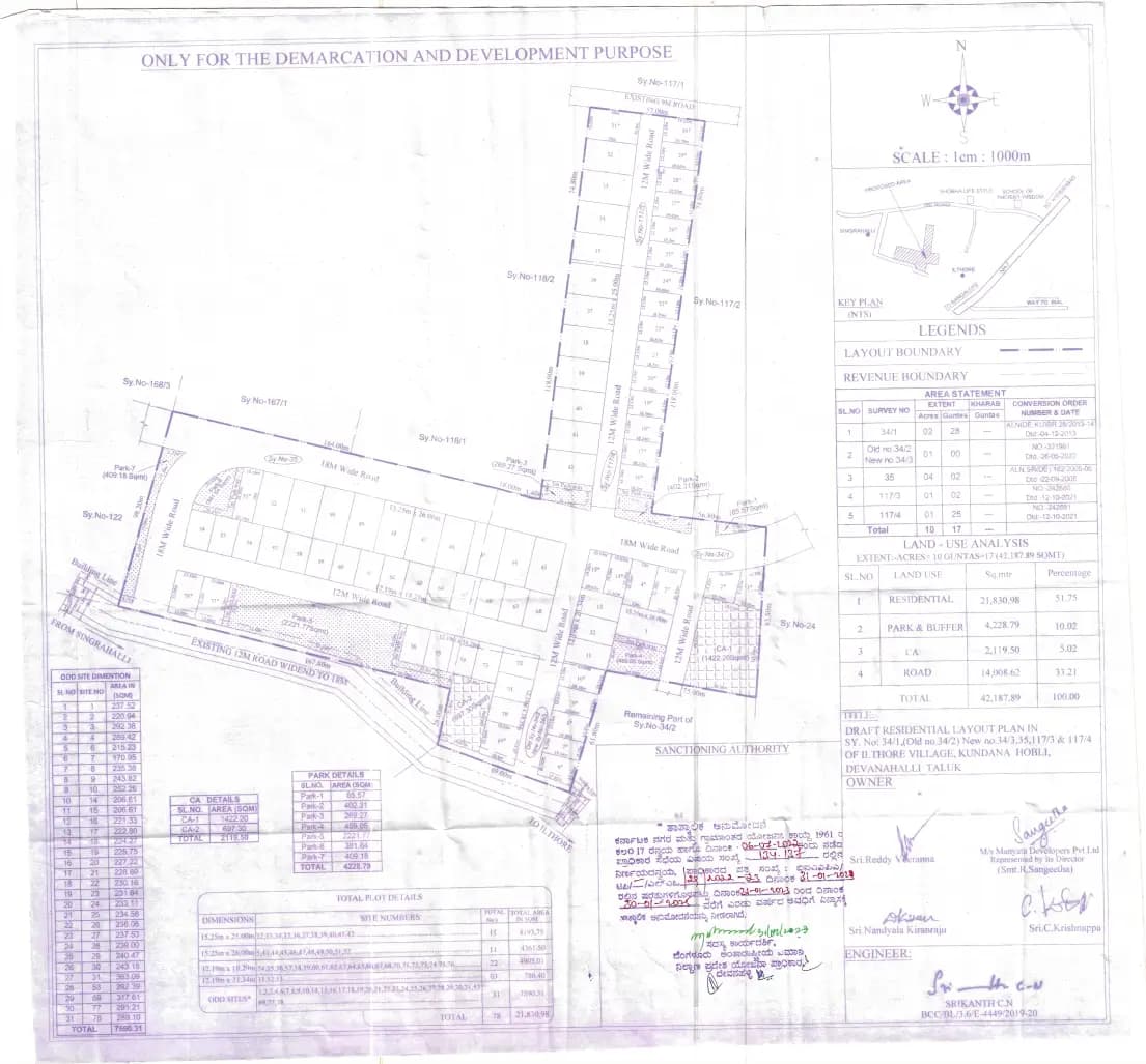 Earthsong by Manyata: Existing Layout Plan (filed with Karnataka RERA)