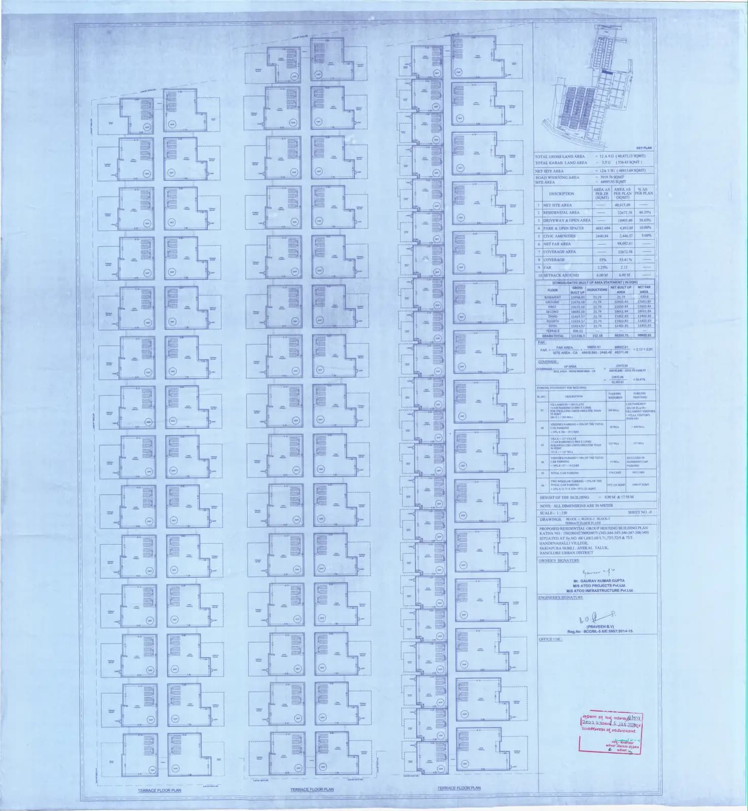 Lavivant: 4D- Block-1, Block-2, Block-3 Terrace Floor Plan (filed with Karnataka RERA)