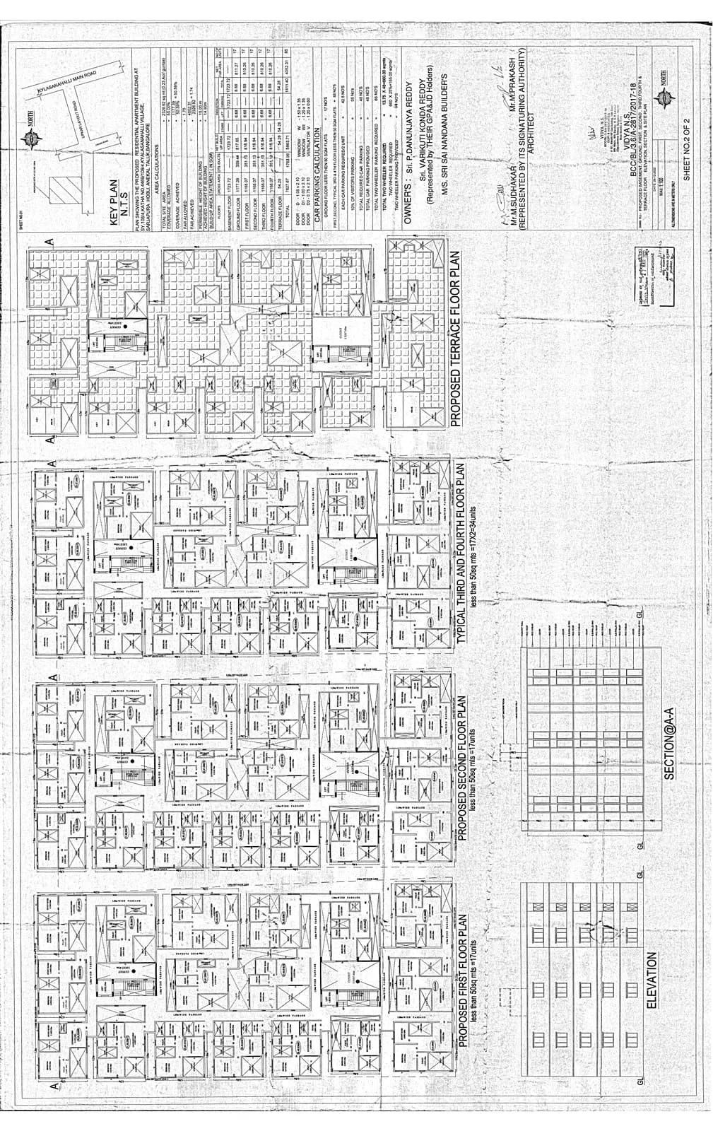 Sri Nandana Galaxy: Elevation Plan (filed with Karnataka RERA)