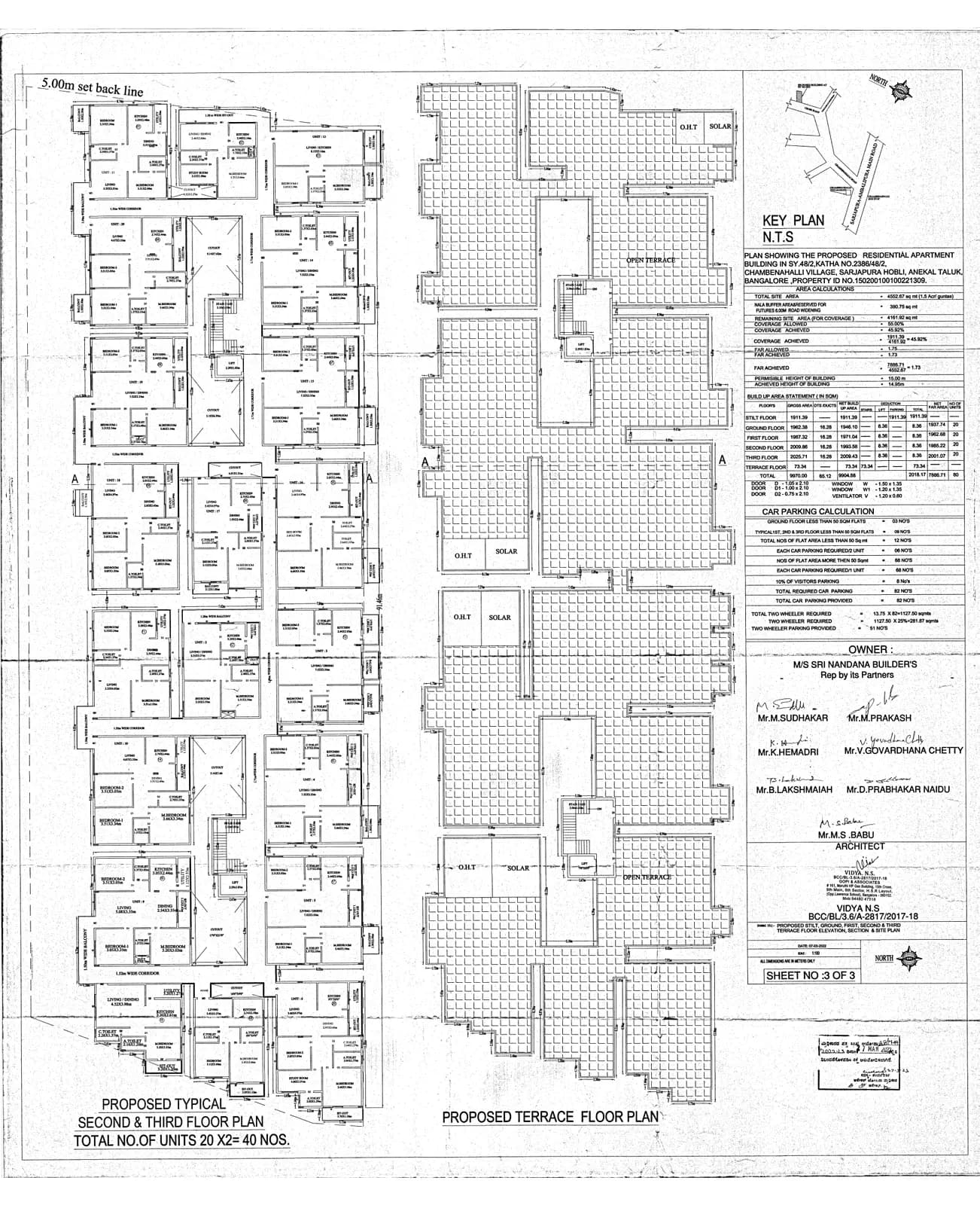 Sri Nandana Galaxy: 2nd and 3rd floor plan (filed with Karnataka RERA)