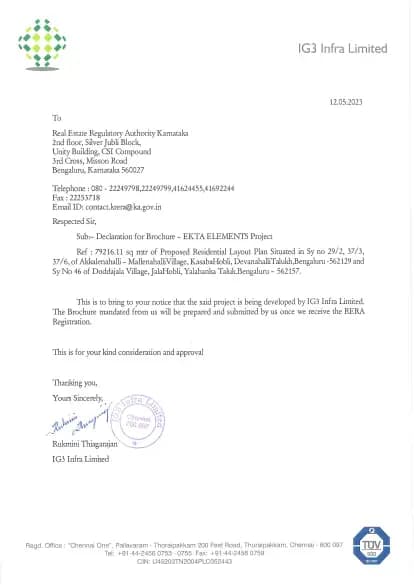 Ekta Elements: Brochure (filed with Karnataka RERA)