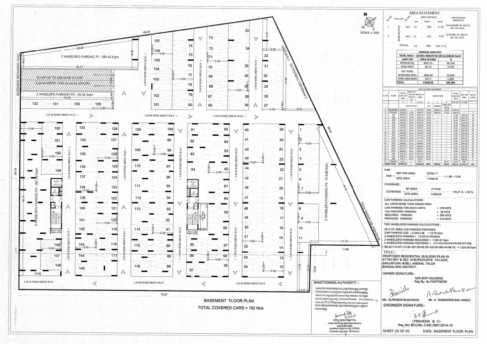 Falcon By BHP: BASEMENT FLOOR PLAN.pdf (filed with Karnataka RERA)