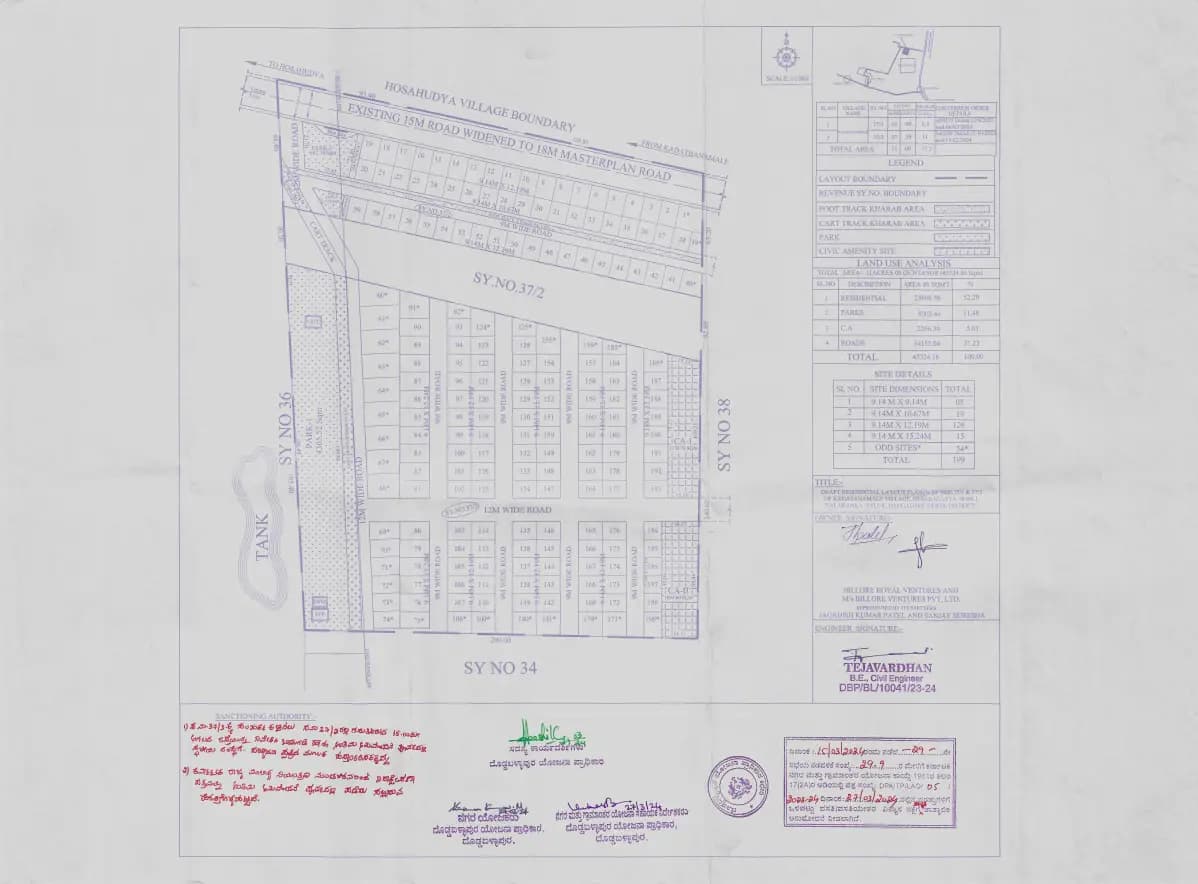 KNS Billore: Existing Layout Plan (filed with Karnataka RERA)