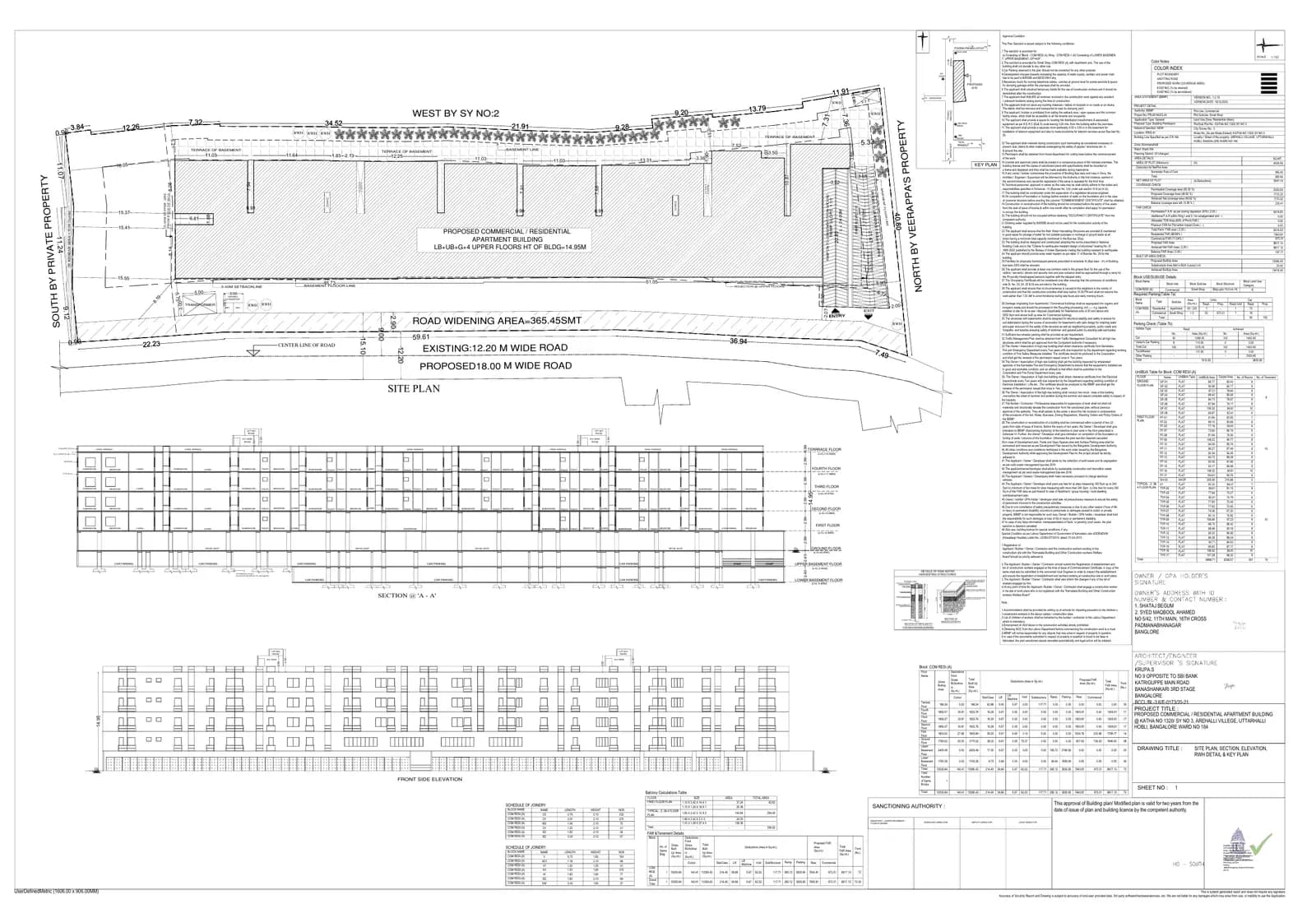 Mamtha Paradise: Approved Building Plan, page 1 (filed with Karnataka RERA)