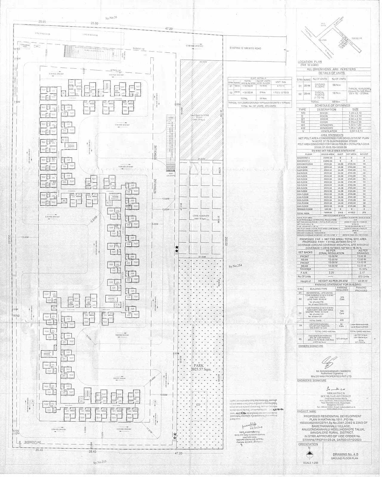 DS Max Sky Fields: 4 GROUND FLOOR PLAN (filed with Karnataka RERA)