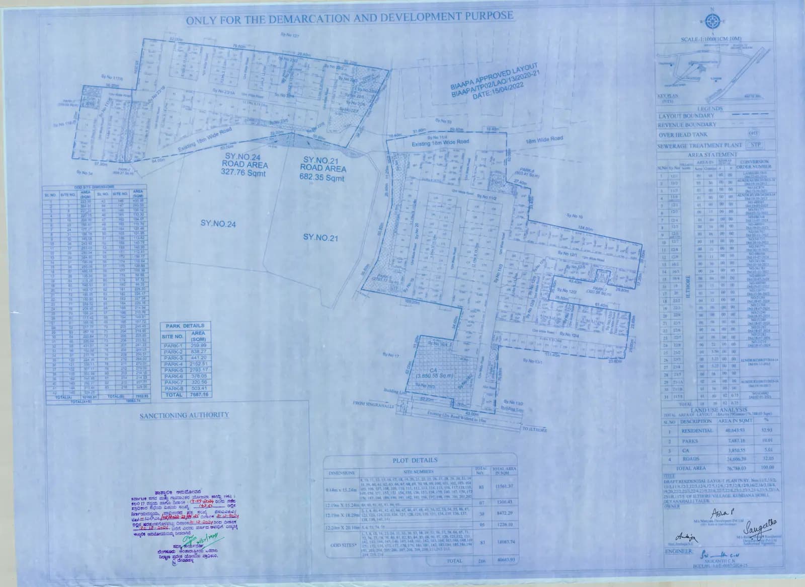 Earthsong by Manyata: Approved Layout Plan/Demarcation Plan (filed with Karnataka RERA)