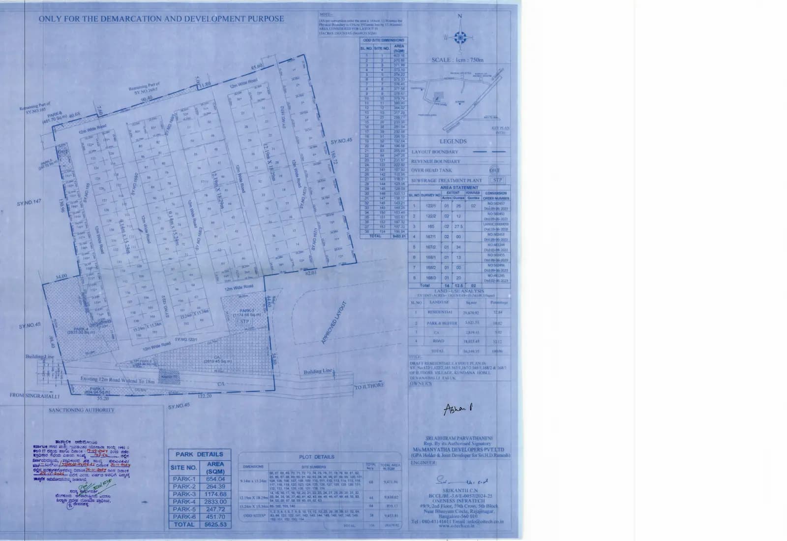 Earthsong by Manyata: Approved Layout Plan/Demarcation Plan (filed with Karnataka RERA)