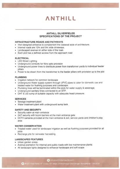 Anthill Silverfields: Brochure (filed with Karnataka RERA)