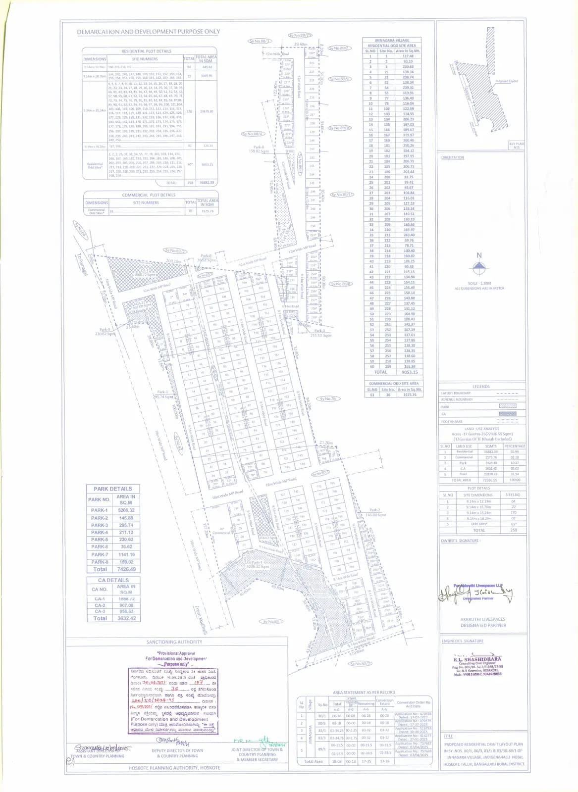 Svanta: Approved Layout Plan/Demarcation Plan (filed with Karnataka RERA)
