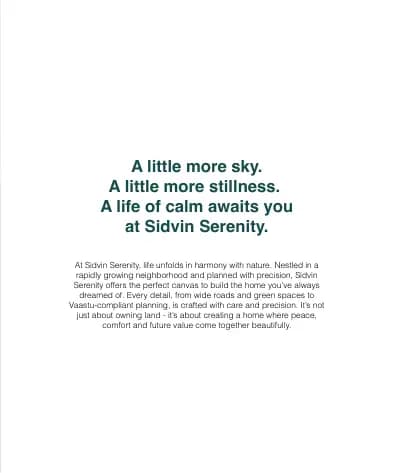 Sidvin Serenity: Brochure, page 3 (filed with Karnataka RERA)