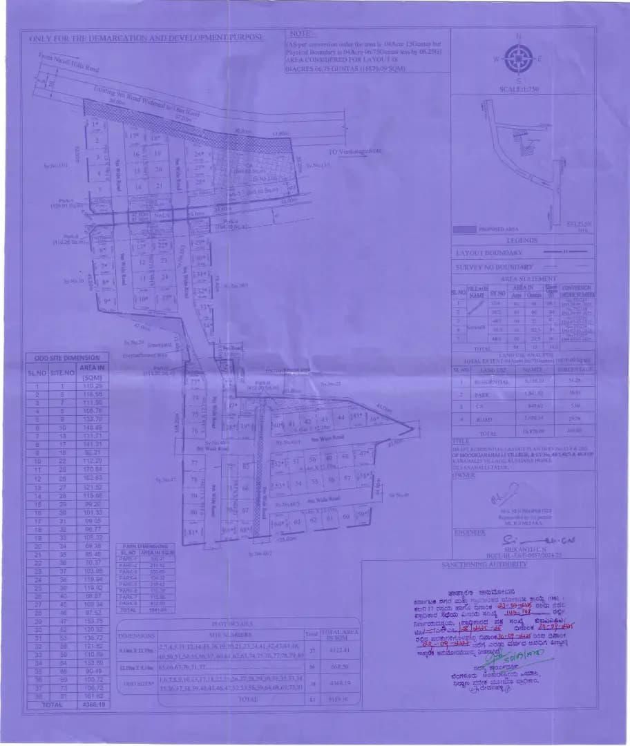 Brush Strokes By MH: Approved Layout Plan/Demarcation Plan (filed with Karnataka RERA)