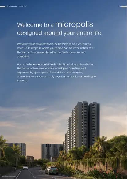 Assetz Mizumi Reserve: Updated Brochure, page 3 (filed with Karnataka RERA)