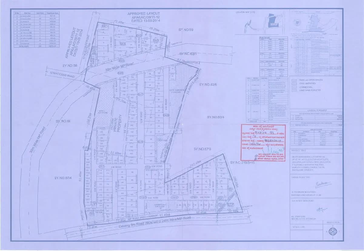 The Grand County Address: Approved Layout Plan/Demarcation Plan (filed with Karnataka RERA)
