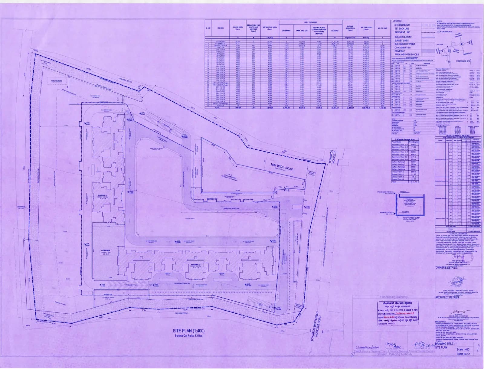 Godrej Parkshire: Building Plan Sheet 01.pdf (filed with Karnataka RERA)