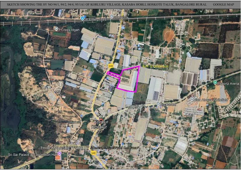 Trivik Signature: Google Map Demarcation Koralur.pdf (filed with Karnataka RERA)