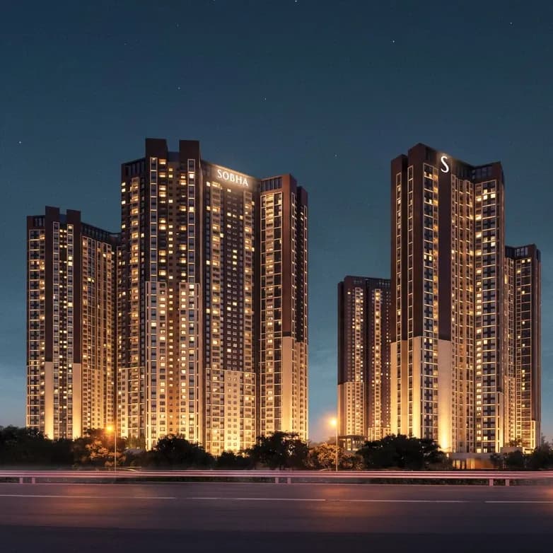 ONE RESIDENCES AT SOBHA ONE WORLD Ph6 W12,13,14: Elevation - Night View (artist’s impression)
