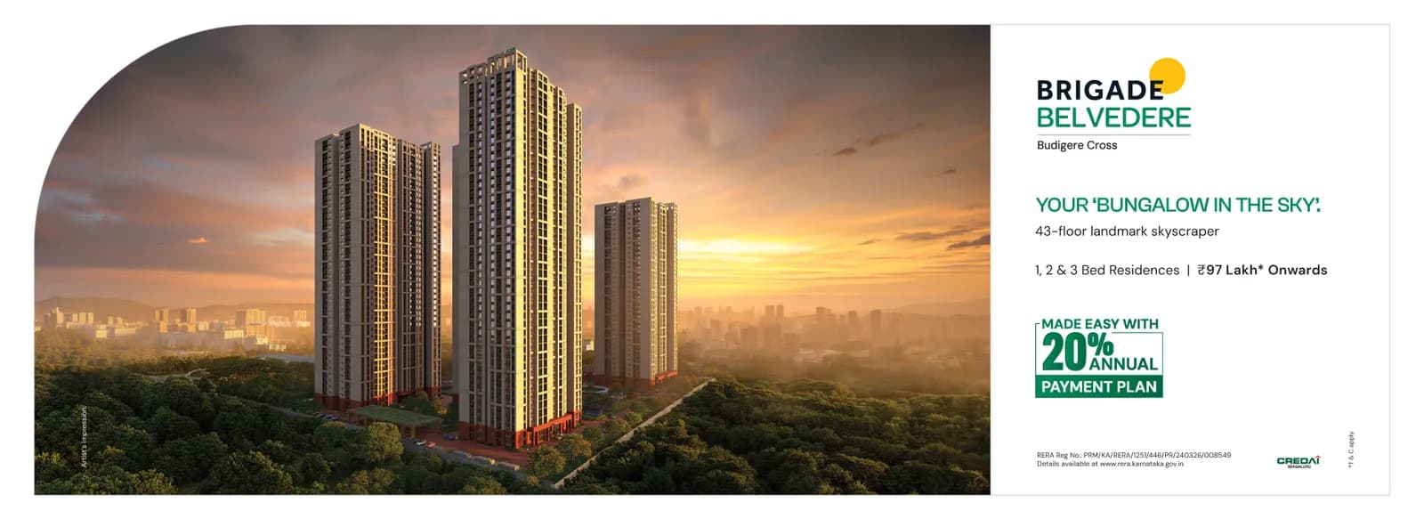 Brigade Belvedere: Brigade Belvedere residential complex with multiple towers (artist’s impression)